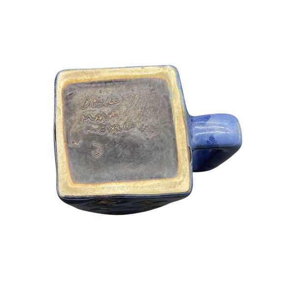 Geo Sun Mara Mug Leadfree Hand Painted Stoneware Pottery 4.25" x 3" x 4.5" - Picture 7 of 7